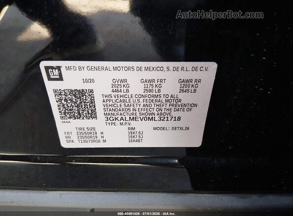 3GKALMEV0ML321718 2021 GMC TERRAIN Black Engine compartment view