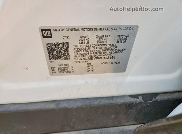 3GKALMEV0NL112464 2022 GMC TERRAIN White Панорамний вид салону 360°