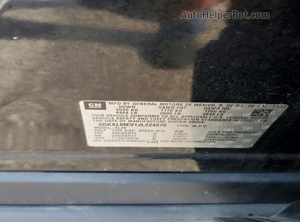 3GKALMEV1JL224278 2018 GMC TERRAIN Black VIN sticker view