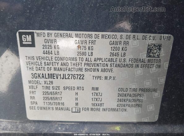 3GKALMEV1JL276722 2018 GMC TERRAIN Blue Շարժիչի բաժամունքի տեսք