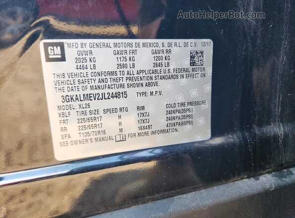 3GKALMEV2JL244815 2018 GMC TERRAIN Черный Вид подкапотного пространства