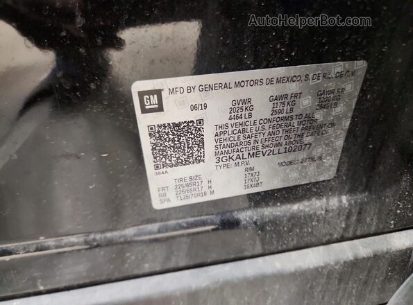 3GKALMEV2LL102077 2020 GMC TERRAIN Black VIN կոդի պիտակի տեսք