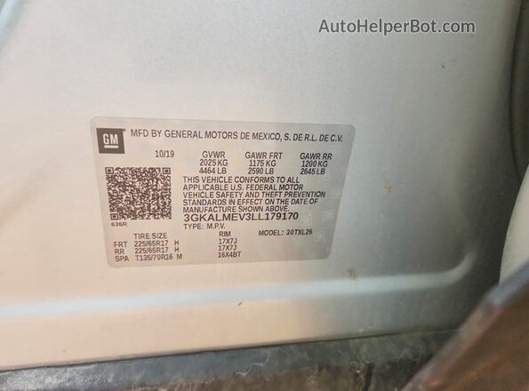 3GKALMEV3LL179170 2020 GMC TERRAIN Серебряный Вид подкапотного пространства