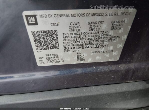3GKALMEV4KL320617 2019 GMC TERRAIN Blue Widok komory silnika
