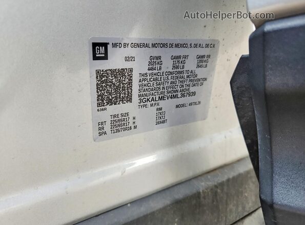 3GKALMEV4ML367939 2021 GMC TERRAIN Silver Vista del compartimento del motor