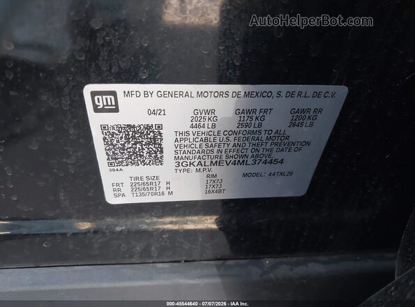 3GKALMEV4ML374454 2021 GMC TERRAIN Black Vista del compartimento del motor