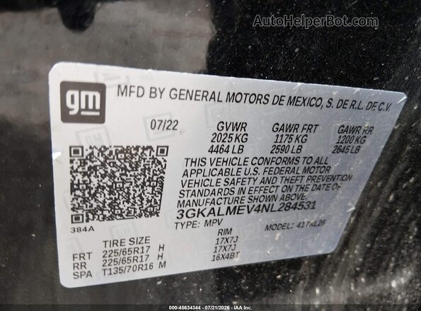 3GKALMEV4NL284531 2022 GMC TERRAIN Black Widok komory silnika
