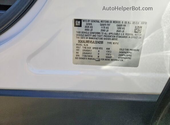 3GKALMEV5JL324206 2018 GMC TERRAIN White Widok komory silnika
