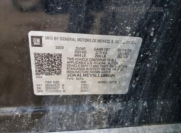 3GKALMEV5LL186024 2020 GMC TERRAIN Черный Вид наклейки с VIN-кодом