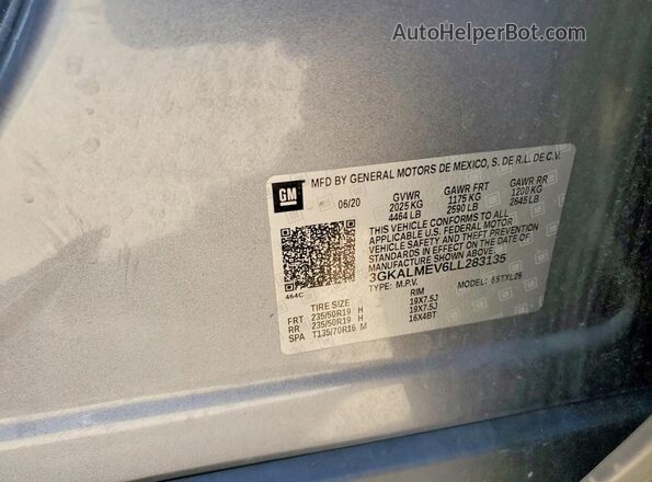 3GKALMEV6LL283135 2020 GMC TERRAIN Gray Вид підкапотного простору