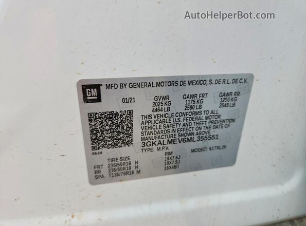 3GKALMEV6ML355551 2021 GMC TERRAIN White 360 interior view