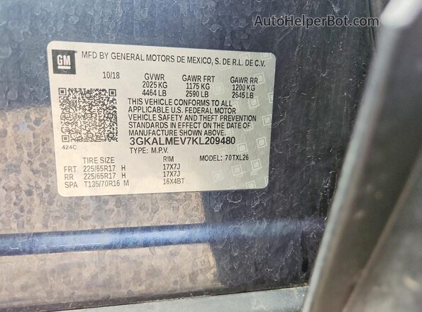 3GKALMEV7KL209480 2019 GMC TERRAIN Blue Շարժիչի բաժամունքի տեսք