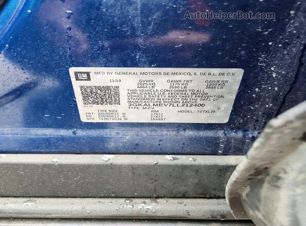 3GKALMEV7LL212400 2020 GMC TERRAIN Blue Engine compartment view