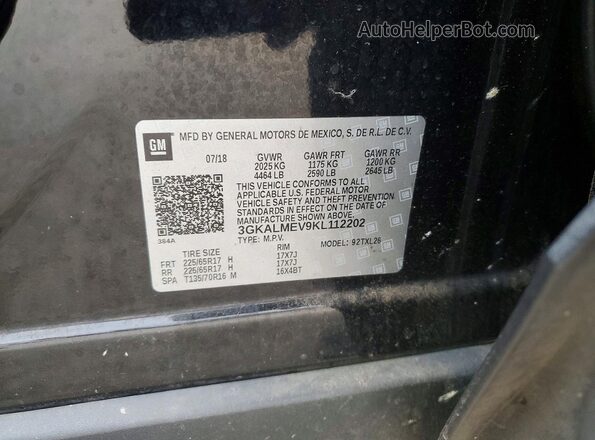 3GKALMEV9KL112202 2019 GMC TERRAIN Black VIN კოდის სტიკერის ხედი
