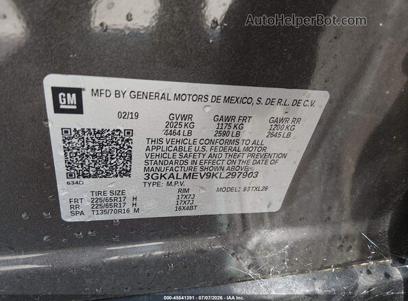 3GKALMEV9KL297903 2019 GMC TERRAIN Gray Engine compartment view