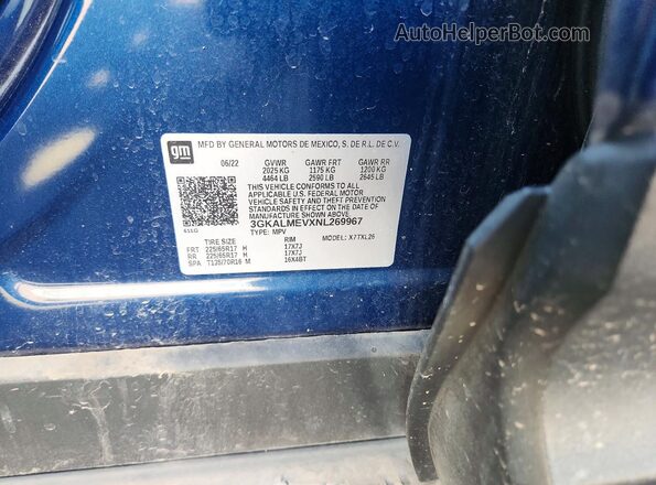 3GKALMEVXNL269967 2022 GMC TERRAIN Blue Вид підкапотного простору