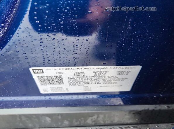 3GKALMEVXNL280225 2022 GMC TERRAIN Blue VIN կոդի պիտակի տեսք