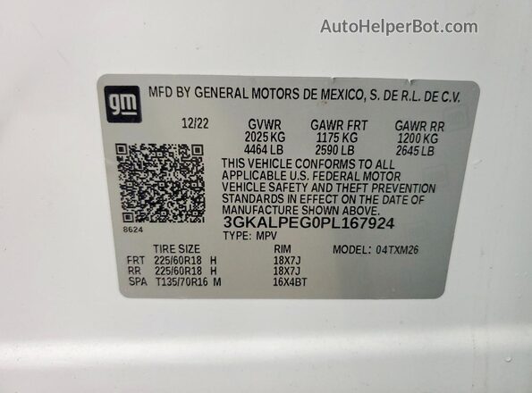 3GKALPEG0PL167924 2023 GMC TERRAIN White Սալոնի 360 աստիճան տեսք
