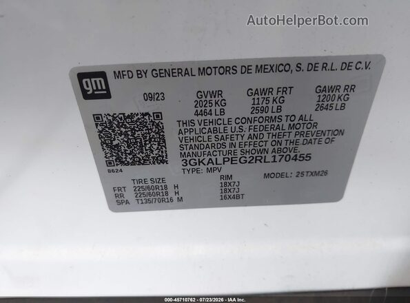 3GKALPEG2RL170455 2024 GMC TERRAIN Белый Вид подкапотного пространства