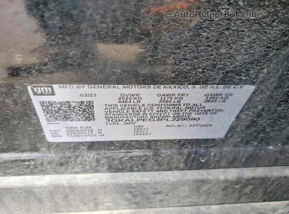 3GKALPEG3PL229090 2023 GMC TERRAIN Black VIN sticker view