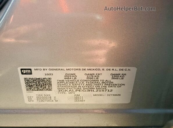 3GKALPEG3RL215712 2024 GMC TERRAIN Gray VIN sticker view