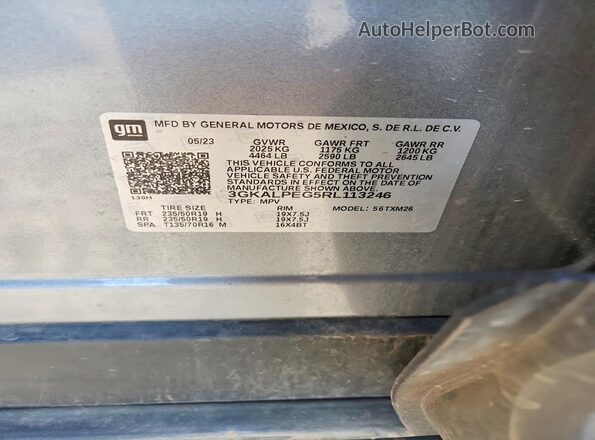 3GKALPEG5RL113246 2024 GMC TERRAIN Silver Vista de la etiqueta del VIN