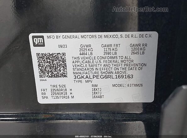 3GKALPEG6RL169163 2024 GMC TERRAIN Black Вид підкапотного простору
