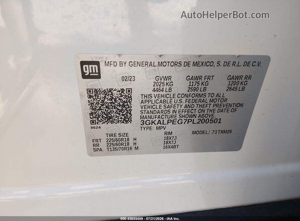 3GKALPEG7PL200501 2023 GMC TERRAIN White Շարժիչի բաժամունքի տեսք