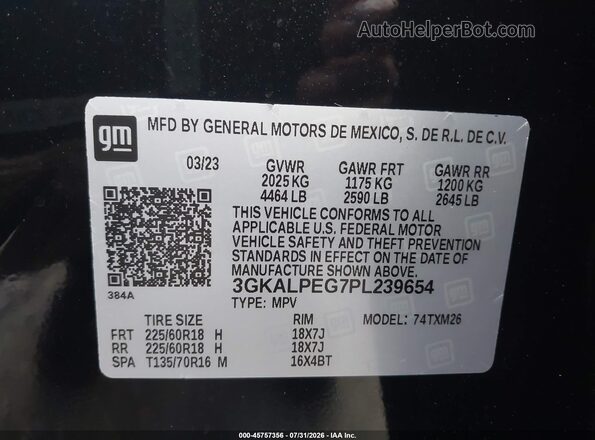 3GKALPEG7PL239654 2023 GMC TERRAIN Black Շարժիչի բաժամունքի տեսք