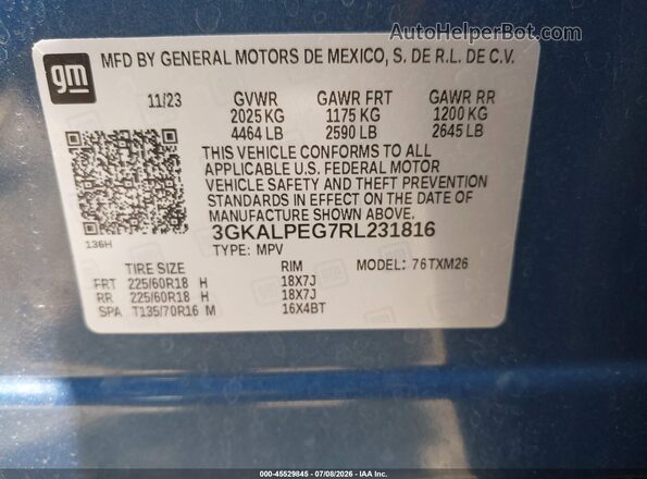 3GKALPEG7RL231816 2024 GMC TERRAIN Light Blue Widok komory silnika