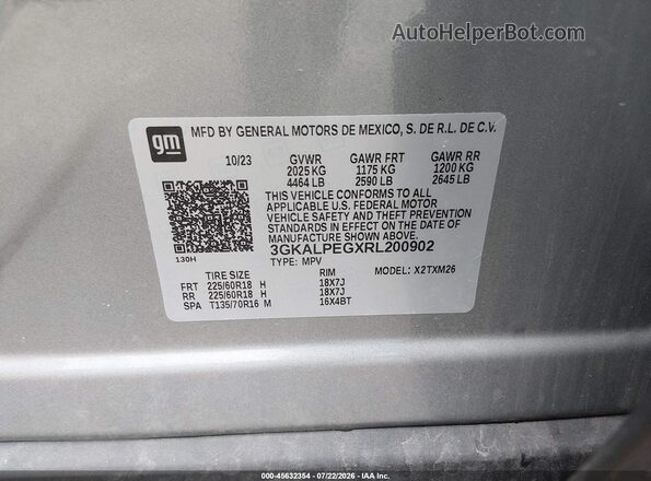 3GKALPEGXRL200902 2024 GMC TERRAIN Gray ძრავის განყოფილების ხედი