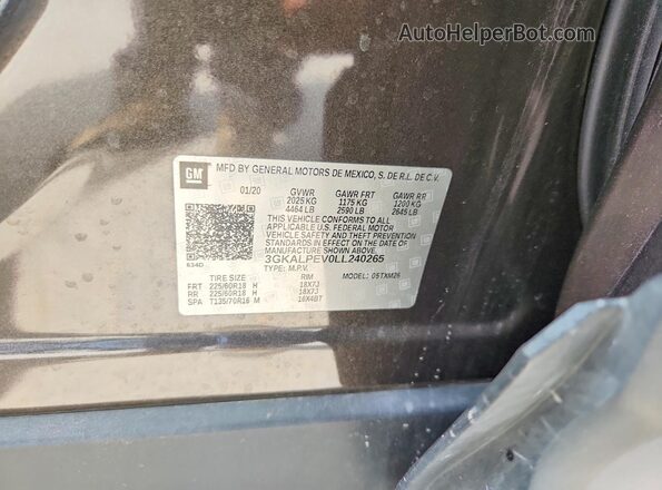3GKALPEV0LL240265 2020 GMC TERRAIN Gray Вид наклейки з VIN-кодом