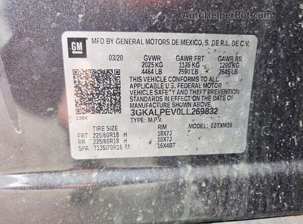 3GKALPEV0LL269832 2020 GMC TERRAIN Gray Вид підкапотного простору