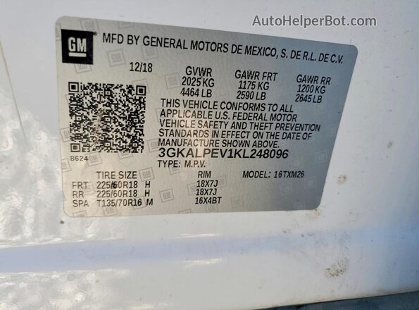 3GKALPEV1KL248096 2019 GMC TERRAIN White Engine compartment view