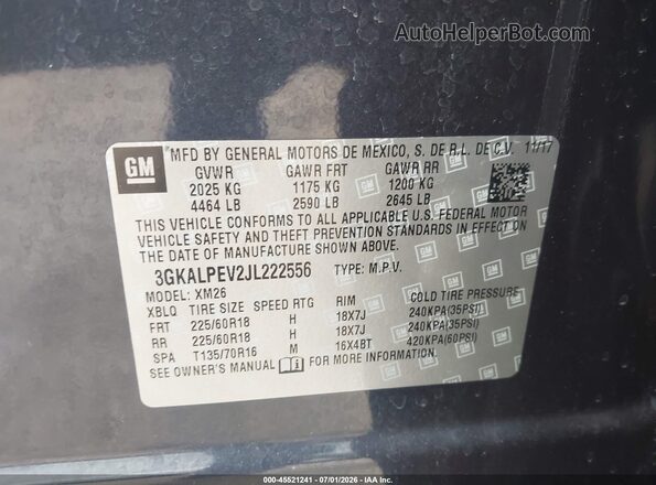 3GKALPEV2JL222556 2018 GMC TERRAIN Синий Вид подкапотного пространства