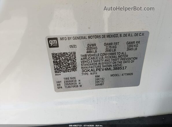 3GKALPEV4ML388517 2021 GMC TERRAIN Белый Вид подкапотного пространства