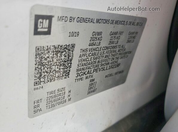 3GKALPEV5LL182198 2020 GMC TERRAIN White Շարժիչի բաժամունքի տեսք