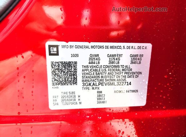 3GKALPEV6ML322714 2021 GMC TERRAIN Red სალონის 360-გრადუსიანი ხედი
