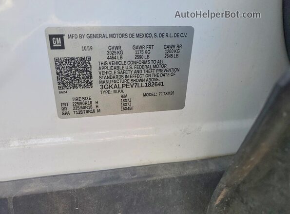 3GKALPEV7LL182641 2020 GMC TERRAIN Белый Панорамный вид салона 360°