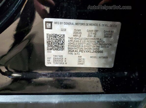 3GKALPEVXKL240966 2019 GMC TERRAIN Black VIN կոդի պիտակի տեսք