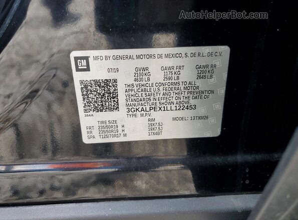 3GKALPEX1LL122453 2020 GMC TERRAIN Black VIN კოდის სტიკერის ხედი