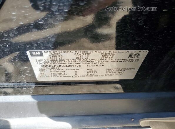 3GKALPEX2JL286176 2018 GMC TERRAIN Black VIN კოდის სტიკერის ხედი