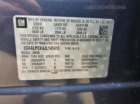 3GKALPEX4JL145416 2018 GMC TERRAIN Синий Вид подкапотного пространства