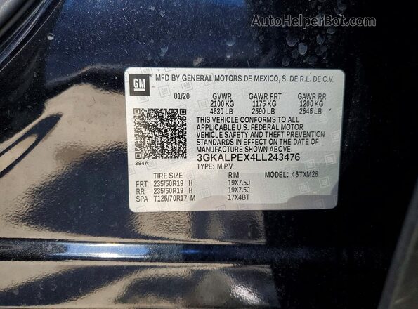 3GKALPEX4LL243476 2020 GMC TERRAIN Black Engine compartment view