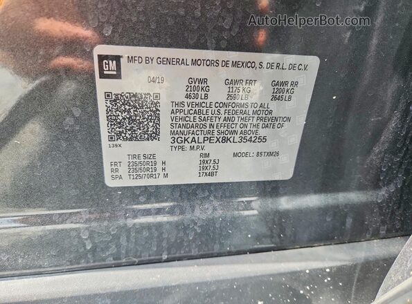 3GKALPEX8KL354255 2019 GMC TERRAIN Gray Widok komory silnika