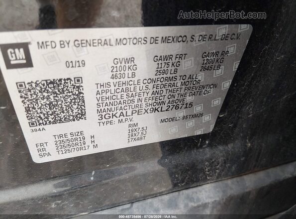 3GKALPEX9KL276715 2019 GMC TERRAIN Black Շարժիչի բաժամունքի տեսք