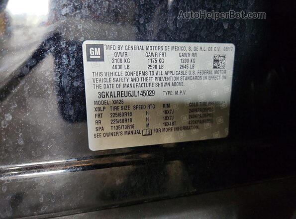 3GKALREU6JL145029 2018 GMC TERRAIN Черный Вид подкапотного пространства
