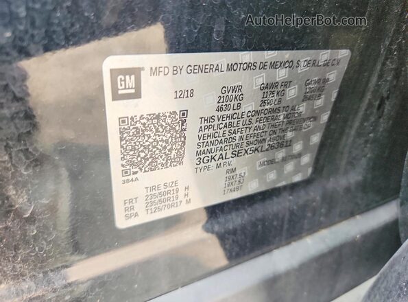 3GKALSEX5KL263611 2019 GMC TERRAIN Black VIN կոդի պիտակի տեսք