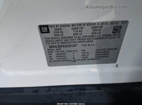 3GKALSEXXJL251257 2018 GMC TERRAIN White Widok komory silnika
