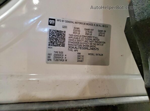 3GKALTEG0RL240575 2024 GMC TERRAIN White Շարժիչի բաժամունքի տեսք
